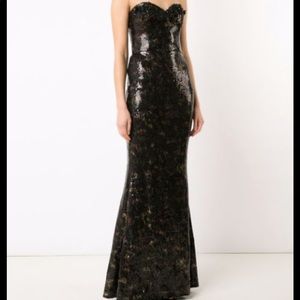 Marchesa Notte Sequin Embellished Strapless Gown